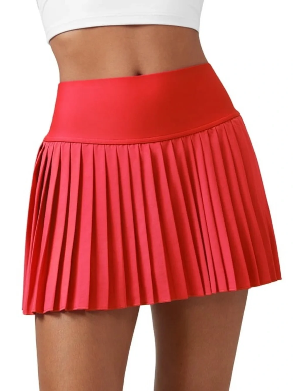 CRZ YOGA Red Pleated Circle Skirt - Picture 2 of 7